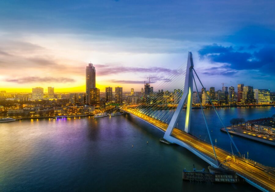 a large bridge spanning over a large body of water